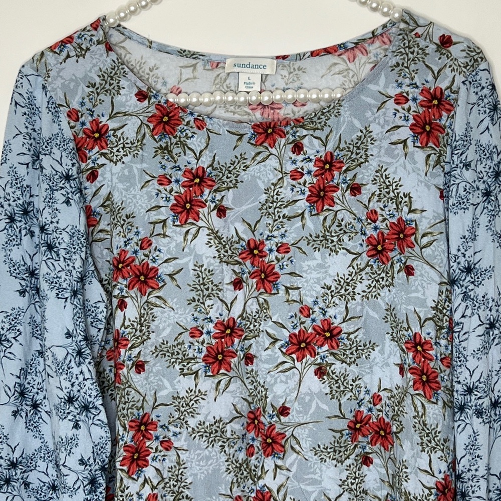 SUNDANCE ~ FLORAL PRINT BLOUSE ~ SIZE LARGE - Picture 2 of 10